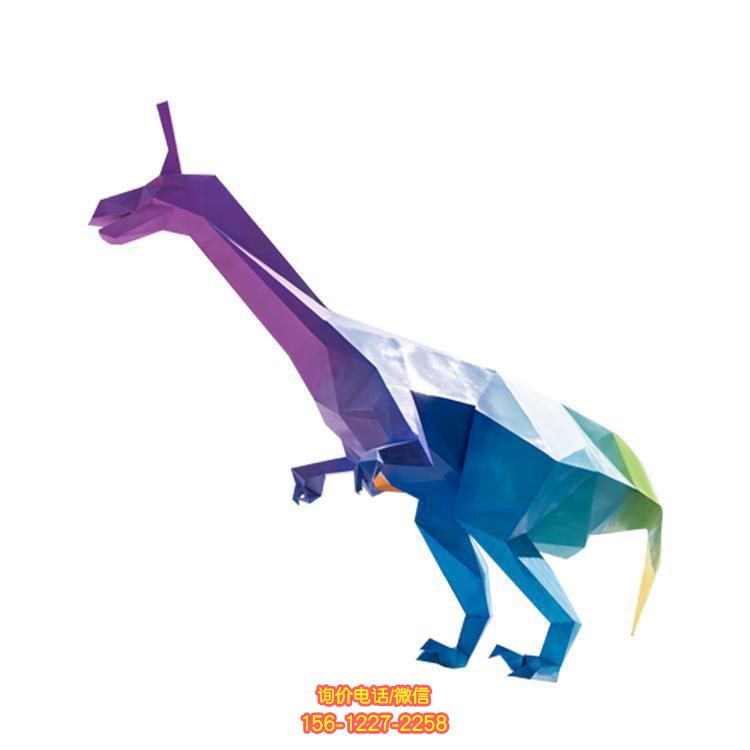 不銹鋼彩繪抽象恐龍雕塑，點綴廣場空間