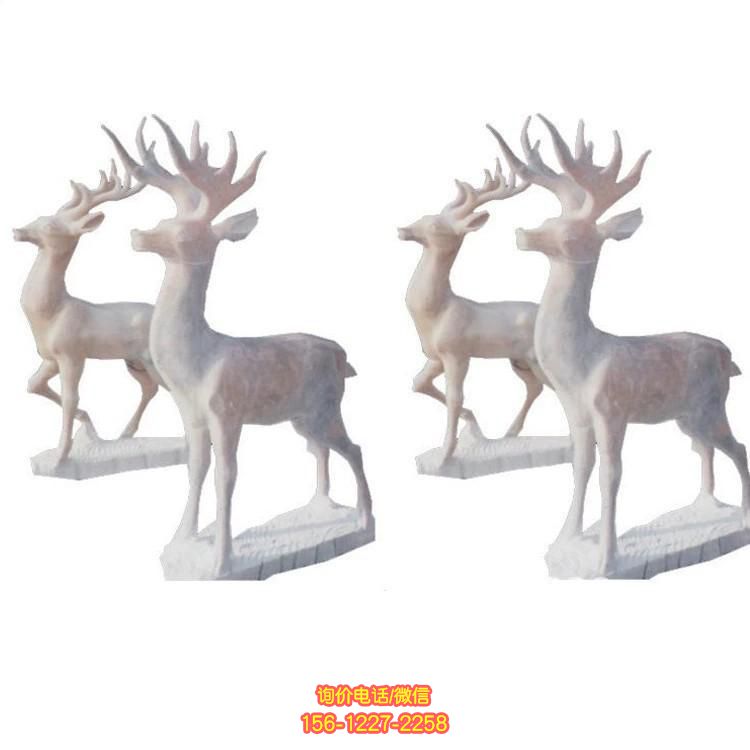 大理石石雕梅花鹿雕塑，點綴公園美景