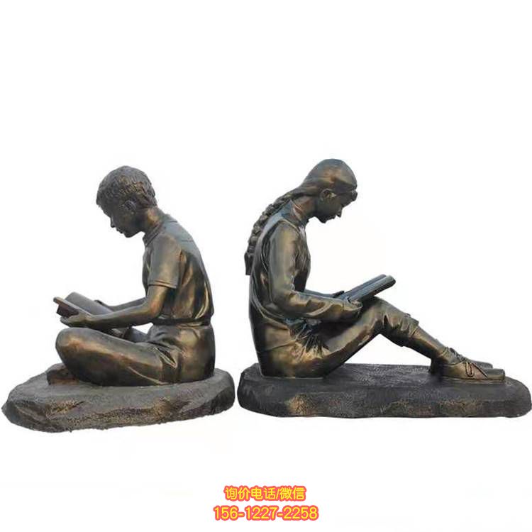 玻璃鋼看書人物雕塑，為校園廣場帶來景觀美感