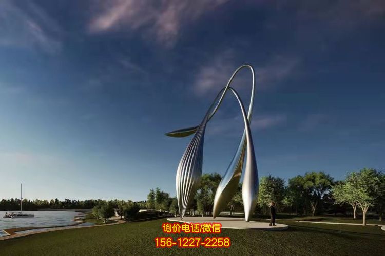 不銹鋼雕塑，為廣場增添活力