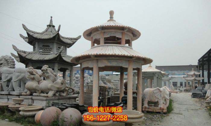 涼亭雕塑-仿古建圓頂雙層景區擺放涼亭花崗巖石雕 涼亭雕塑-仿古建圓頂雙層景區擺放涼亭花崗巖石雕