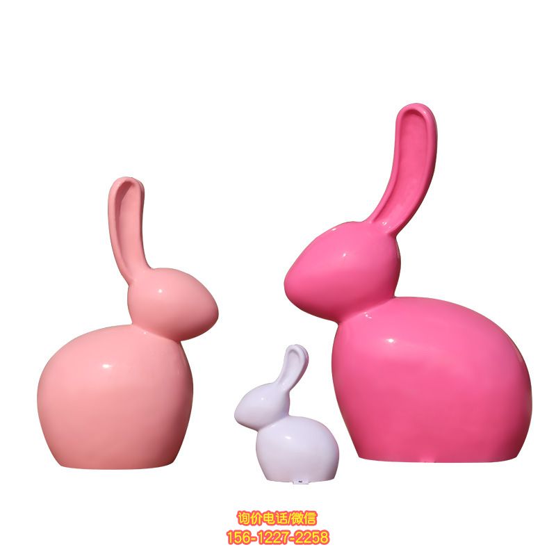 兔子雕塑-室內三只玻璃鋼抽象兔子雕塑 兔子雕塑-室內三只玻璃鋼抽象兔子雕塑