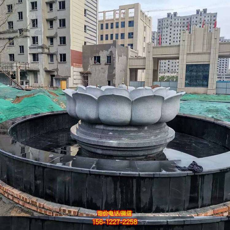 小區大理石雕刻蓮花噴泉天鵝噴泉景觀雕塑