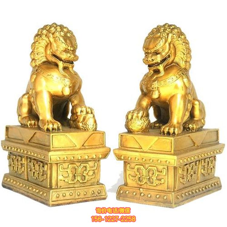 純黃銅戶外景區創意獅子雕塑