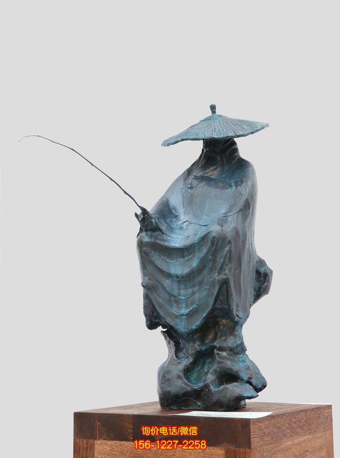 校園姜太公釣魚古代名人做舊青銅雕塑 校園姜太公釣魚古代名人做舊青銅雕塑