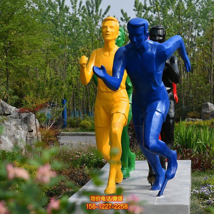 玻璃鋼跑步運動人物雕塑 校園景區體育運動景觀雕塑
