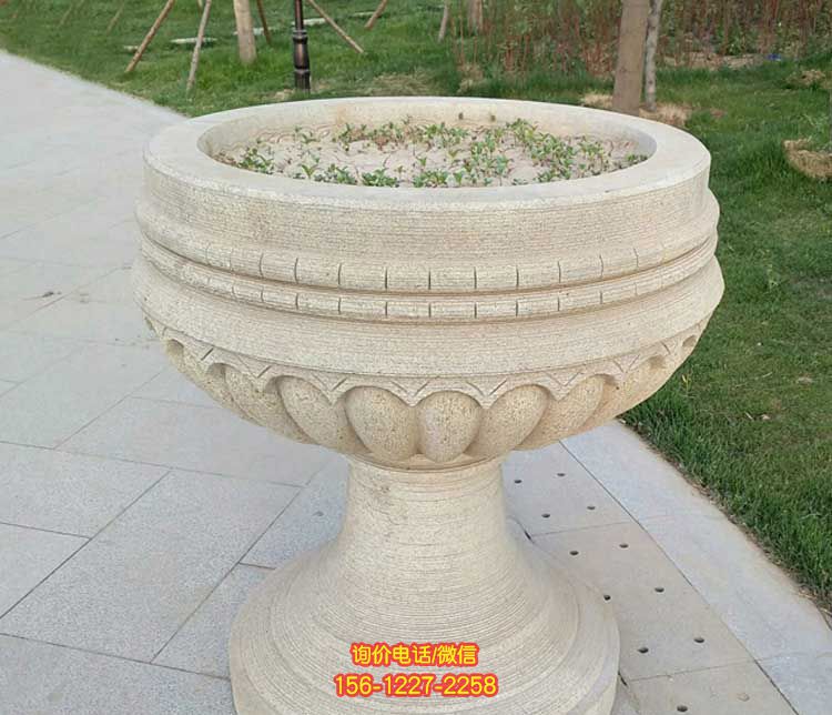 大理石花盆公園石雕歐式花盆雕塑 大理石花盆公園石雕歐式花盆雕塑