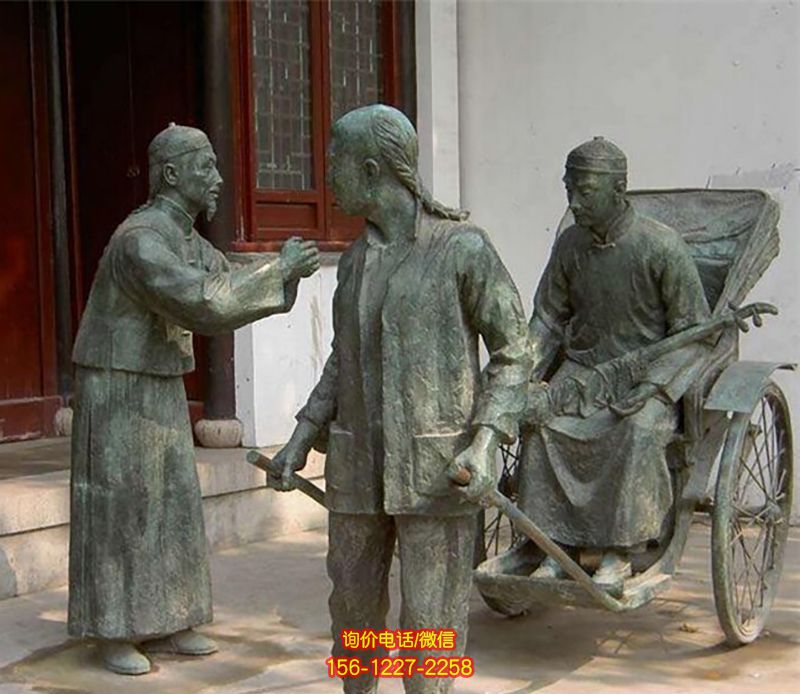 景區(qū)廣場車夫拉人仿古做舊觀景小品青銅雕塑 景區(qū)廣場車夫拉人仿古做舊觀景小品青銅雕塑