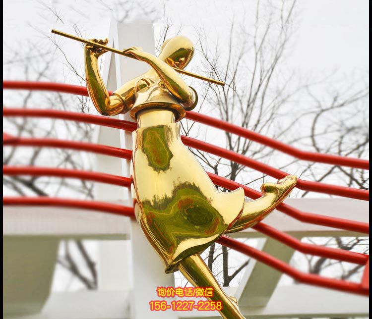 廣場(chǎng)不銹鋼噴金烤漆吹笛人物景觀吹奏雕塑 廣場(chǎng)不銹鋼噴金烤漆吹笛人物景觀吹奏雕塑