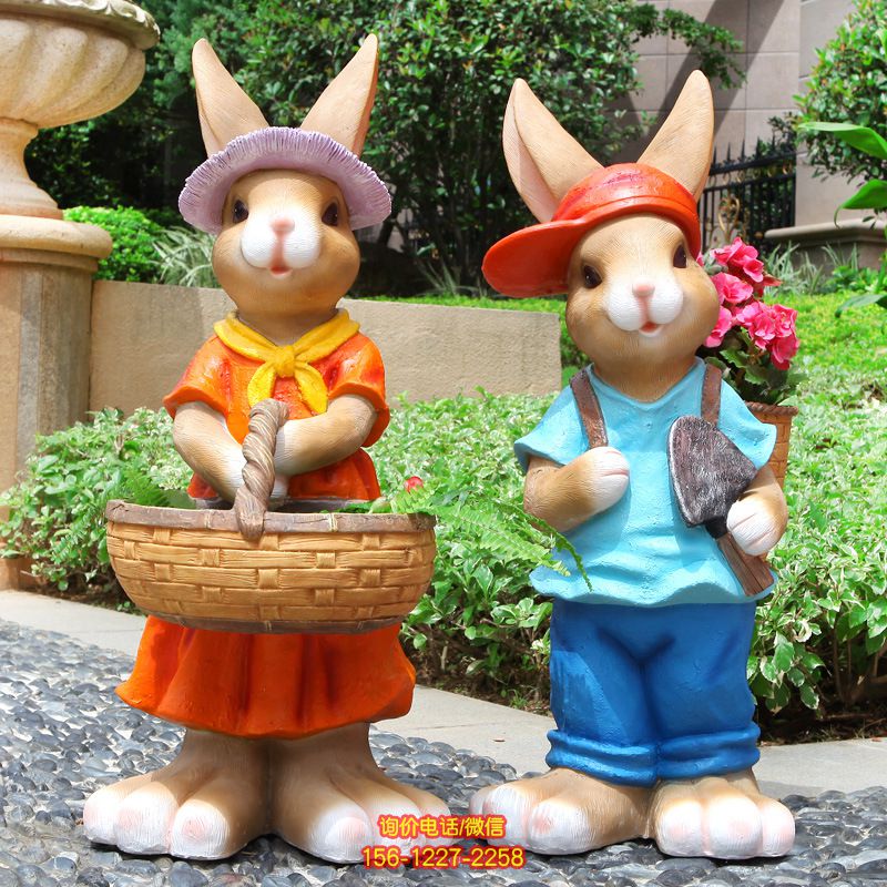 公園景區創意玻璃鋼彩繪園林景觀擺件兔子雕塑 公園景區創意玻璃鋼彩繪園林景觀擺件兔子雕塑