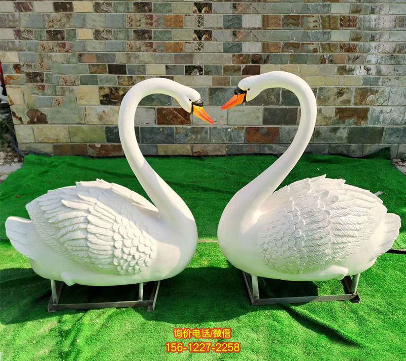公園卡通玻璃鋼切面愛心白天鵝雕塑 公園卡通玻璃鋼切面愛心白天鵝雕塑