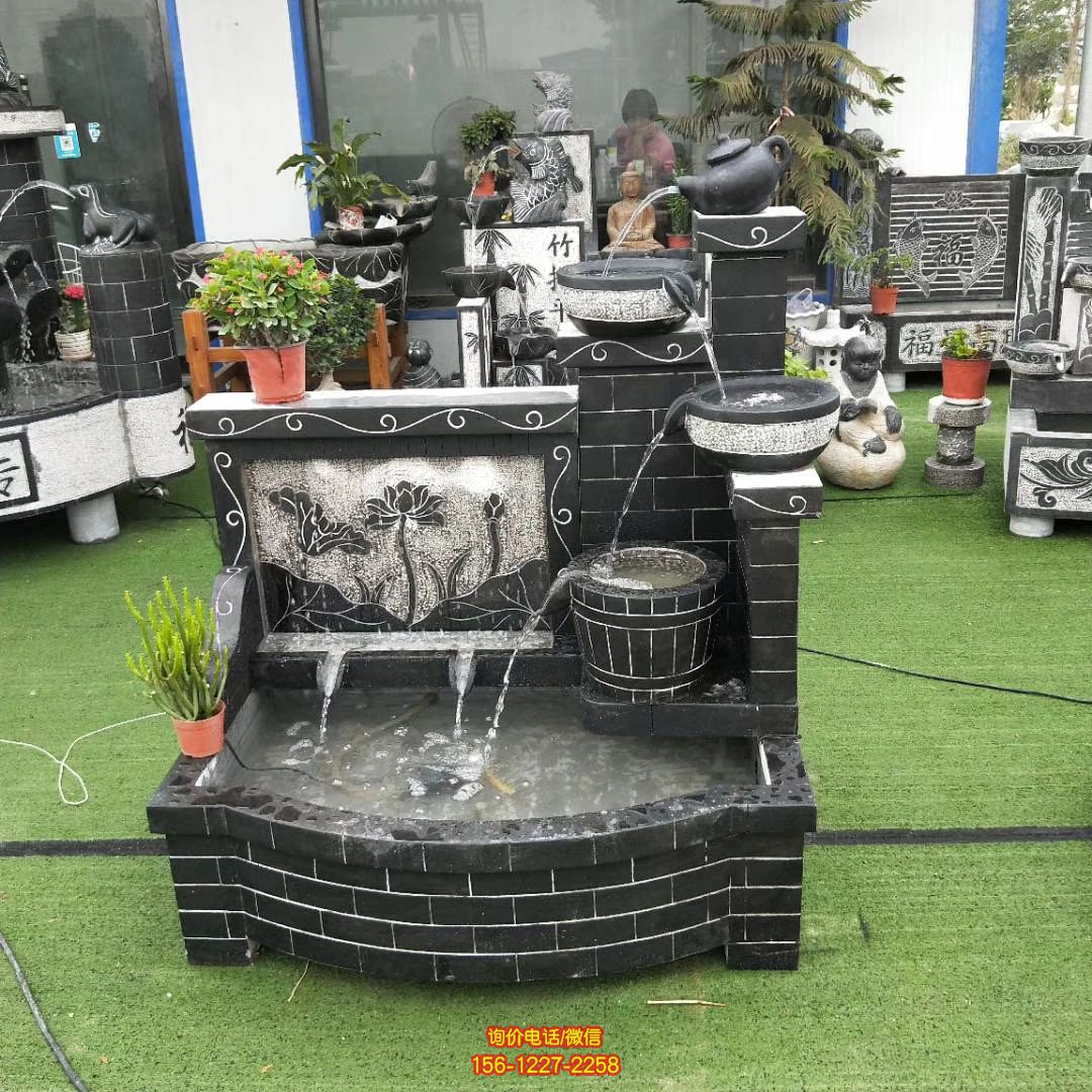 水壺流水擺件仿古青石荷花石雕魚缸室內石槽庭院水景 水壺流水擺件仿古青石荷花石雕魚缸室內石槽庭院水景