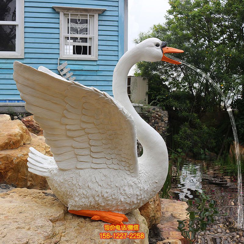公園玻璃鋼切面噴水創意白天鵝雕塑 公園玻璃鋼切面噴水創意白天鵝雕塑