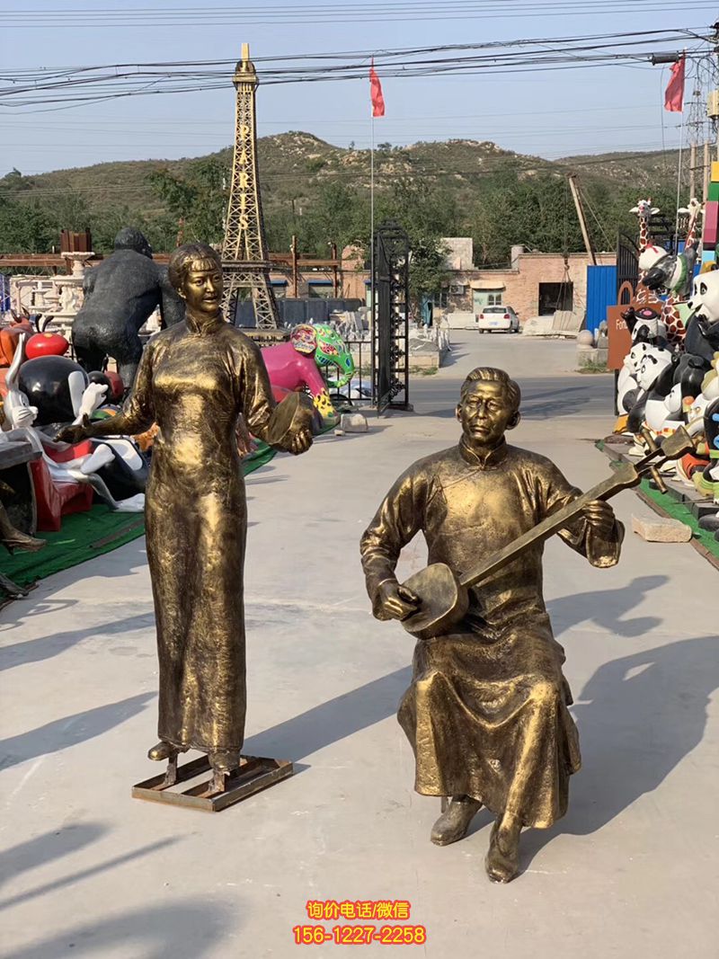 玻璃鋼仿銅民俗音樂(lè)彈唱人物情景雕塑彈雕塑 玻璃鋼仿銅民俗音樂(lè)彈唱人物情景雕塑彈雕塑