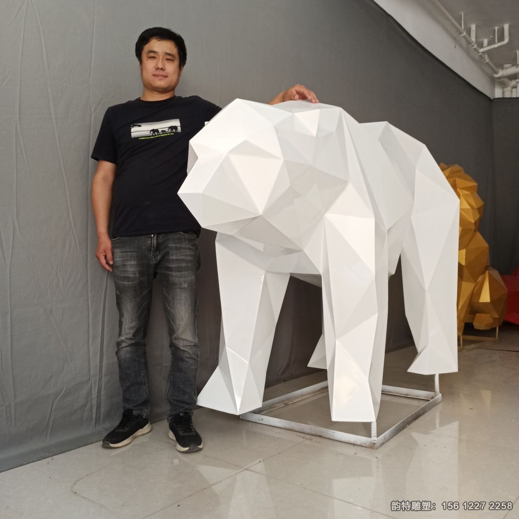 不銹鋼幾何北極熊雕塑 不銹鋼幾何北極熊雕塑