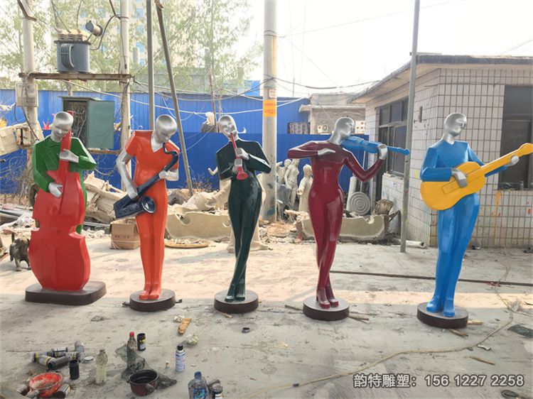玻璃鋼吹拉彈唱人物雕塑 玻璃鋼吹拉彈唱人物雕塑