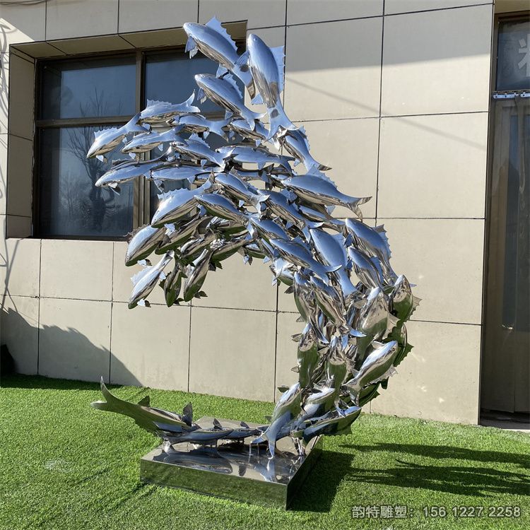 不銹鋼魚群雕塑 鏡面小魚雕塑 不銹鋼魚群雕塑 鏡面小魚雕塑