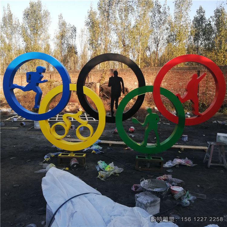加工不銹鋼五環運動雕塑,定做體育運動主題雕塑 加工不銹鋼五環運動雕塑,定做體育運動主題雕塑