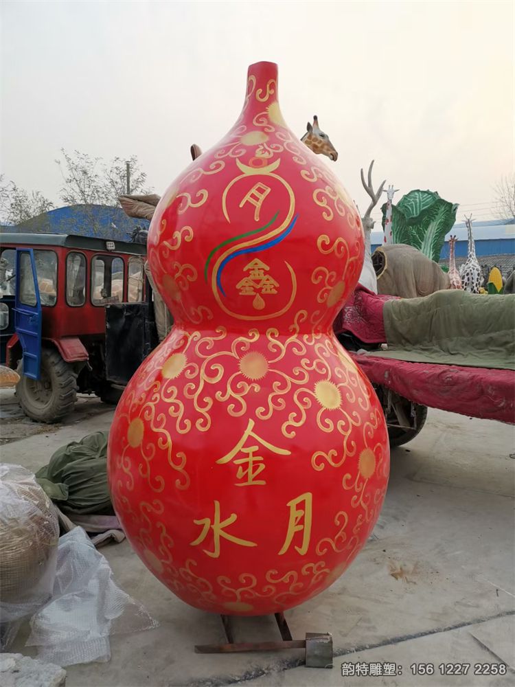 玻璃鋼流水葫蘆雕塑，制作仿真葫蘆雕塑