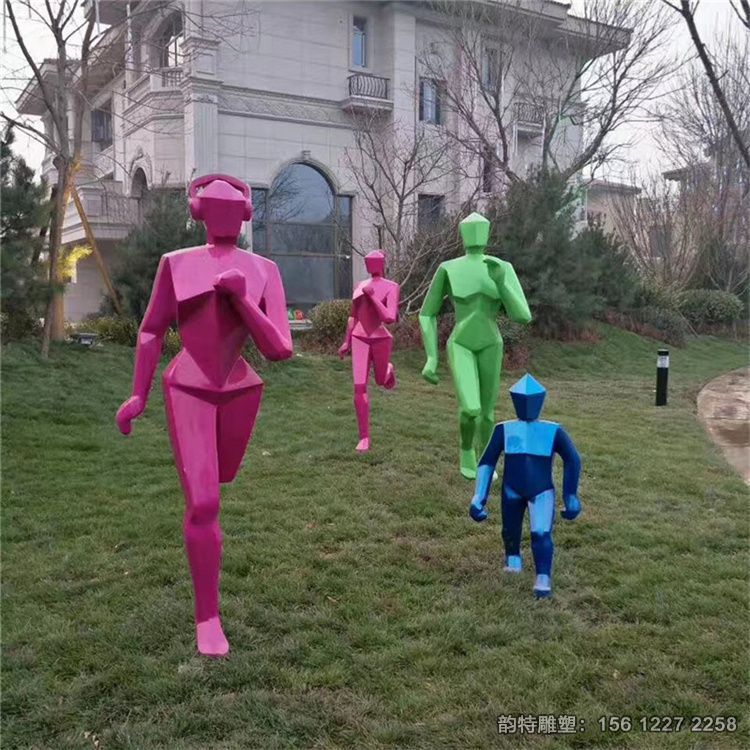 不銹鋼跑步人物雕塑，抽象剪影運動人物雕塑設計