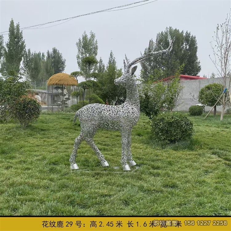 房地產花紋鹿雕塑擺件 發光不銹鋼鹿雕塑 房地產花紋鹿雕塑擺件 發光不銹鋼鹿雕塑