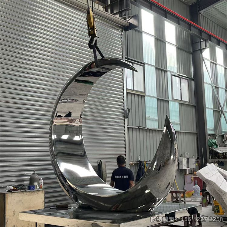 不銹鋼月亮雕塑模型 廣場圓環月亮定制