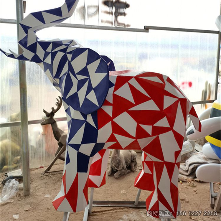 彩色幾何大象雕塑 不銹鋼大象模型 彩色幾何大象雕塑 不銹鋼大象模型